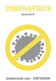 Coronavirus trendy colors 2021 yellow gray. Infectious virus design on white background with STOP warning sign. A beautiful template for media, sites, publications, news, posts. Vector graphics.