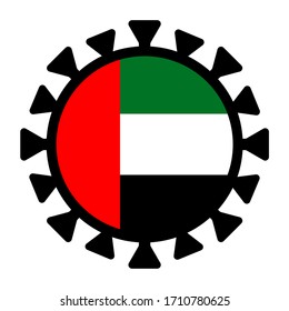 Coronavirus UAE-Flagge auf weißem Hintergrund. Covid-19 medizinische Infektion Symbol. 2019-NCOV-Virus-Epidemie-Konzept Illustration. 