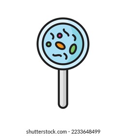 Coronavirus under magnifying glass. research icon. Vector illustration