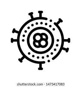 Coronavirus Unhealthy Pathogen Element Vector Thin Line Icon. Pathogen Bacteria And Virus Germ Linear Pictogram. Chemical Medical Microbe Type Infection Microorganism Contour Monochrome Illustration