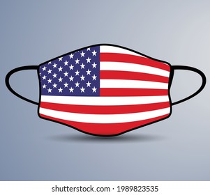 Coronavirus in United States. Graphic of surgical mask with American flag. (2019-nCoV or CoVid-19). Medical face mask as concept of coronavirus quarantine. Coronavirus outbreak. use for printing	
