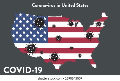 Coronavirus In Usa. Coronavirus In America. COVID-19 In United States. Country Map. Vector Illustration