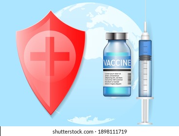 Concepto de fondo de vacunación de coronavirus. Ilustración del vector