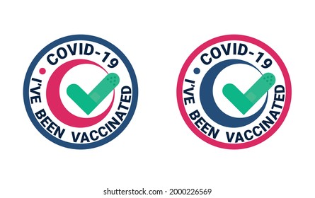 Coronavirus vaccination concept. I've been vaccinated badge, sticker, logo, stamp design. Covid-19 vaccination flat style vector illustration with medical patch. Coronavirus vaccine injection.