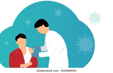 coronavirus vaccination, doctor injecting vaccine to patient