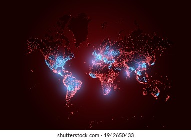 coronavirus vaccination on world map. world covid pandemic. Vector herd immunity background illustration