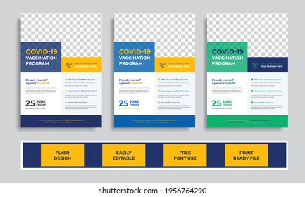 Coronavirus vaccination program flyer template Vector Premium	
