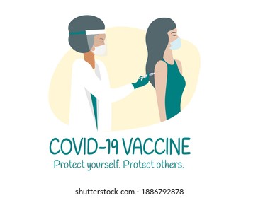 Coronavirus vaccination. Protect yourself, protect others concept. 