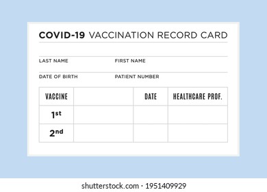 Coronavirus Vaccination Record Card, Vaccination Card, Vaccination Passport, Covid-19 Record, Herd Immunity, Immunization Record, *Not A Real Vaccine Card* Vector Illustration Background