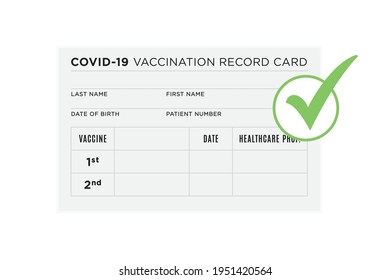 Coronavirus Vaccination Record Card, Vaccination Card, Vaccination Passport, Covid-19 Record, Herd Immunity, Immunization Record, *Not A Real Vaccine Card*, Vector Illustration Background