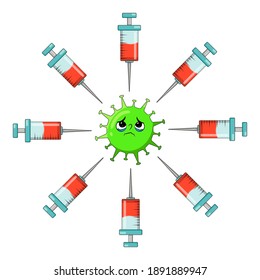 Coronavirus vaccination shot cartoon clipart. Vector illustration isolated on white background.