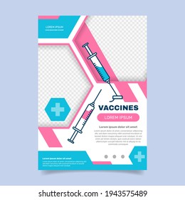 Coronavirus vaccination vertical flyer template . - Vector.