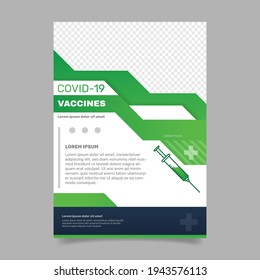 Coronavirus vaccination vertical flyer template . - Vector.