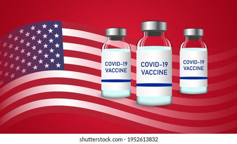 Coronavirus vaccine against the background of the US flag