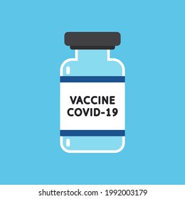 Coronavirus vaccine cartoon vector background. Covid-19 corona virus vaccination with vaccine bottle for covid19.