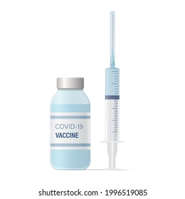 Coronavirus vaccine concept. Colored vector flat illustration. Isolated on white background.
