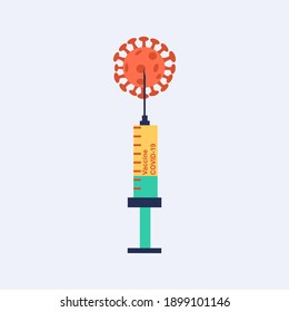 Coronavirus vaccine. Covid-19 injection syringe. Simple coronavirus vaccine icon. 2019-ncov vaccine medicine. Flat vector illustration.