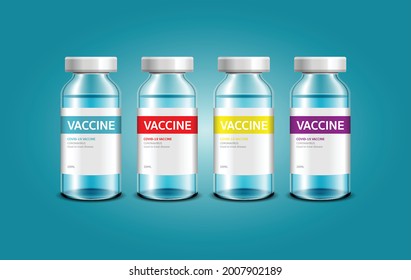 Coronavirus vaccine Covid-19 vector background. Vaccine vial for covid19 immunization treatment. Isolated vector illustration.