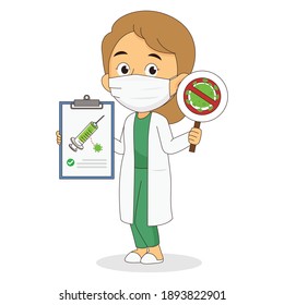 Coronavirus vaccine development concept Free Vector with doctor