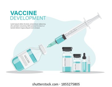 Concepto de desarrollo de la vacuna contra el coronavirus , Ilustración vectorial