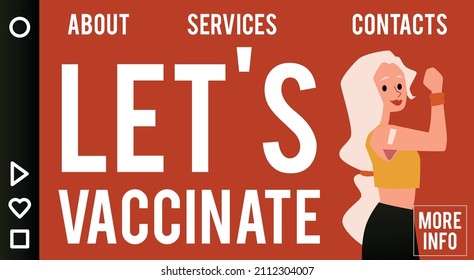 Coronavirus Vaccine Distribution And Health Protection Website Banner Template, Flat Vector Illustration. Pandemic Prevention And Population Vaccination.