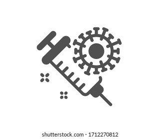 Coronavirus vaccine icon. Covid-19 syringe sign. Corona virus symbol. Classic flat style. Quality design element. Simple coronavirus vaccine icon. Vector