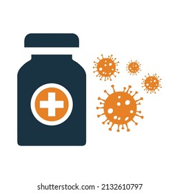 Coronavirus, Impfsymbol. Einfache bearbeitbare Vektorgrafiken.