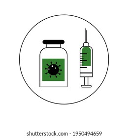 Coronavirus vaccine icon. Vector flat illustration. Isolated on white.