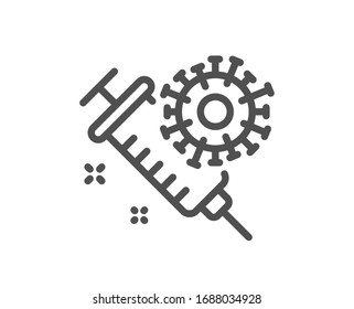 Coronavirus vaccine line icon. Covid-19 syringe sign. Corona virus symbol. Quality design element. Editable stroke. Linear style coronavirus vaccine icon. Vector