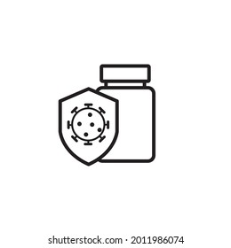 Coronavirus vaccine line icon. Covid-19 syringe sign. Corona virus symbol.