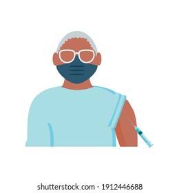 coronavirus vaccine to an old man for immunity vector illustration