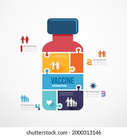 Coronavirus Vaccine Shape Jigsaw Banner. Concept Design Infographic Template Vector Illustration