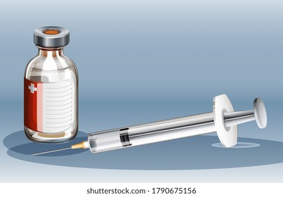 Coronavirus vaccine and Syringe illustration