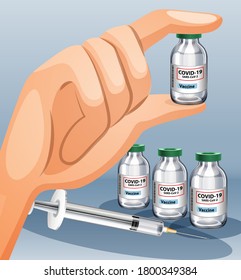 Coronavirus vaccine and Syringe illustration