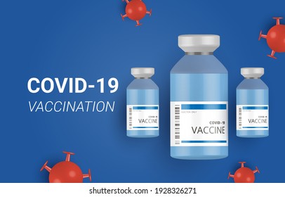 Coronavirus Vaccine and syringe injection prevention, immunization from Coronavirus, Coronavirus vaccine vector background. Covid-19 corona virus vaccination with vaccine bottle 3D