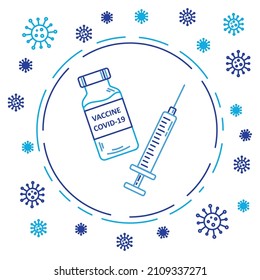 Coronavirus vaccine and syringe protect against Covid-19.