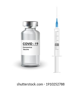 Fondo vectorial de la vacuna Coronavirus. Vacunación por virus de la corona Covid-19 con frasco de vacuna 