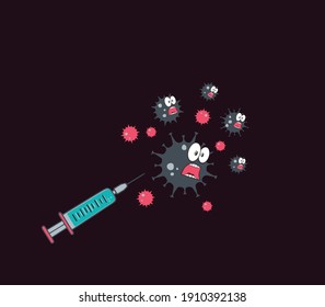 Coronavirus vaccine vector background. Covid-19 corona virus vaccination with syringe injection tool covid19 immunization treatment. Vector illustration.