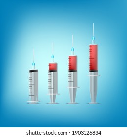 Coronavirus vaccine vector. Covid-19 coronavirus vaccination syringe injection tool for covid19 treatment. Vector illustration Background