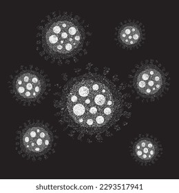 Coronavirus vacteria, Covid-2019, Coronavirus concept. Coronavirus cell. Isolated, vector icon illustration on black background