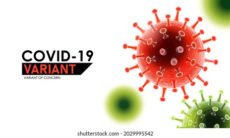 Enfermedad variante del coronavirus, mutación COVID-19 con tipografía, concepto variante de preocupación, ilustración vectorial