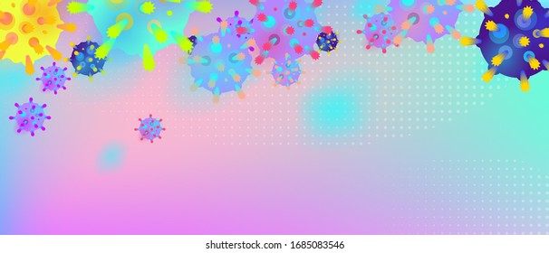 Fondo del vector Coronavirus. Infección por virus epidémico COVID-2019. Virus Corona 3d Concepto. Microbio futurista. Microorganismo bacteriológico. Concepto Médico, Epidemiología, Pandemia.