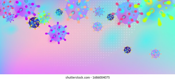 Coronavirus Vector Background. Epidemic Virus Infection COVID-2019. Virus Corona 3d Concept. Futuristic Microbe. Bacteriological Microorganism. Medical, Epidemiology, Pandemic Concept.