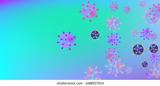 Fondo del vector Coronavirus. Infección por virus epidémico COVID-2019. Virus Corona 3d Concepto. Microbio futurista. Microorganismo bacteriológico. Concepto Médico, Epidemiología, Pandemia.