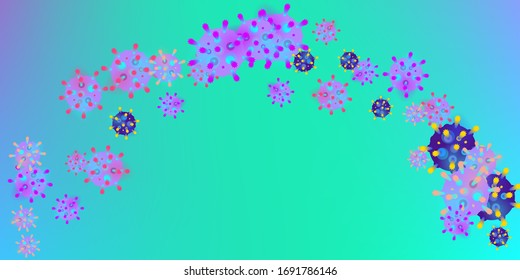 Hintergrund der Vektorillustration von Coronavirus. Epidemic Virus Infection COVID-2019. Virus Corona 3d Konzept. Futuristische Mikrobe. Bakteriologischer Mikroorganismus. Medizin, Epidemiologie, Pandemiekonzept.