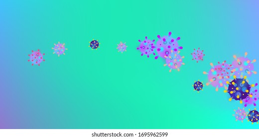 Coronavirus Vector Background. Epidemic Virus Infection COVID-2019. Virus Corona 3d Concept. Futuristic Microbe. Bacteriological Microorganism. Medical, Epidemiology, Pandemic Concept.