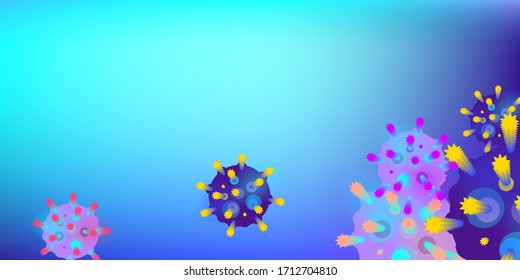Coronavirus Vector Background. Epidemic Virus Infection COVID-2019. Virus Corona 3d Concept. Futuristic Microbe. Bacteriological Microorganism. Medical, Epidemiology, Pandemic Concept.