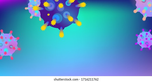 Coronavirus Vector Background. Epidemic Virus Infection COVID-2019. Virus Corona 3d Concept. Futuristic Microbe. Bacteriological Microorganism. Medical, Epidemiology, Pandemic Concept.