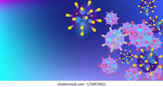 Fondo del vector Coronavirus. Infección por virus epidémico COVID-2019. Virus Corona 3d Concepto. Microbio futurista. Microorganismo bacteriológico. Concepto Médico, Epidemiología, Pandemia.