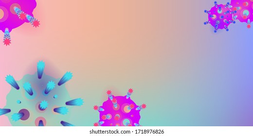 Coronavirus Vector Background. Epidemic Virus Infection COVID-2019. Virus Corona 3d Concept. Futuristic Microbe. Bacteriological Microorganism. Medical, Epidemiology, Pandemic Concept.